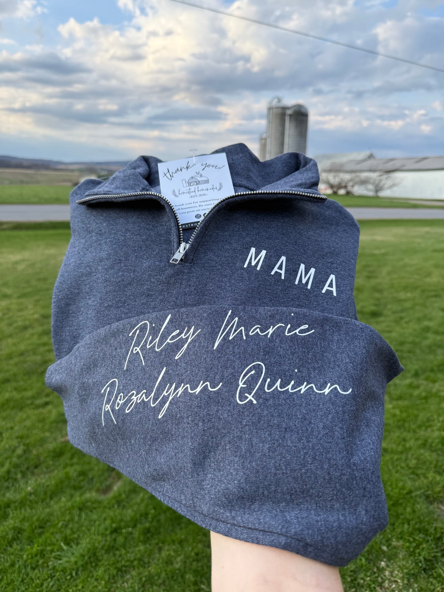 quarter zip - heather navy